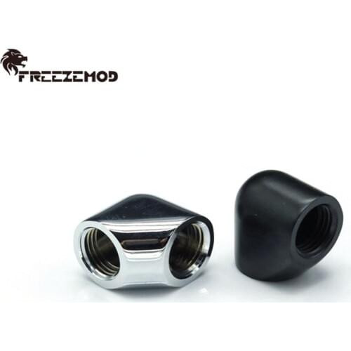 FREEZEMOD Female-Female Silvery Double Internal G1/4'' Thread 90 Degree Elbow Adapter Water Cooler Fitting Modding Fittings