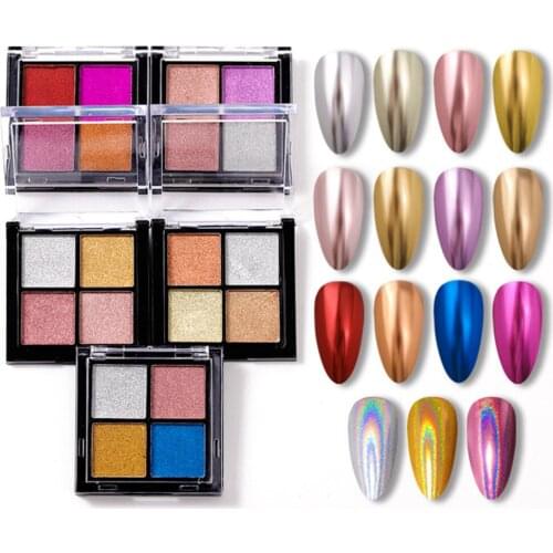 Holographic Mirror Solid Nail Art Chrome Powder Metallic Color Pigment Dust Titanium Glitter Laser Powder Diy Nail Decorations