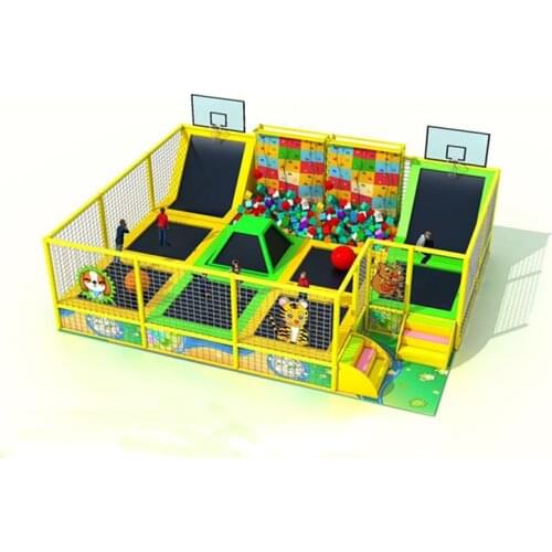 Customized fitness trampoline park combo ball pool and rocking climbing all in one for the children indoor playground