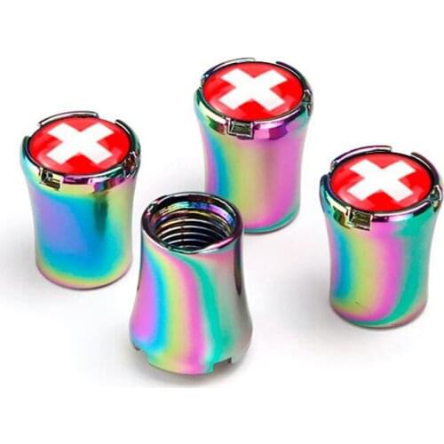 4pcs/Lot Switzerland Flag Car Tire Valve Caps For Infiniti Q50 FX35 FX FX37 Wheel Tires Air Dust Waterproof Screw Airtight Cap