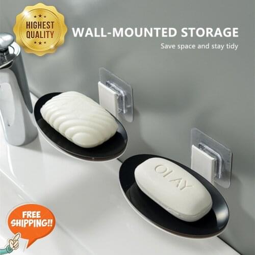 Creative Soap Box Wall-mounted Suction Cup Soap Box Hanging Free Punch Drain Rack Simple Soap Dish For Bathroom Toilet Kitchen