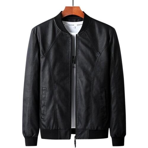 Spring Autumn leather jacket men coats o-neck Casual motorcycle jacket men Faux Leather Jackets Men