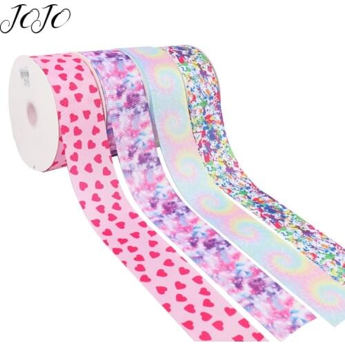 JOJO BOWS 75mm 5y Grosgrain Ribbon Heart Printed Tape For Clothing Apparel Sewing Webbing Handmade Craft Supplies Gift Box Wrap
