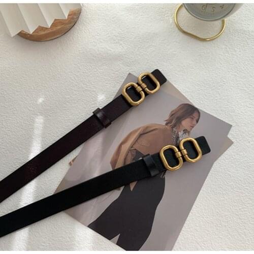 Hot Sale Fashion High Quality Retro Women Genuine Leather Belts Golden Oval Buckle Elegant Straps Dress Jeans Waistband 39002