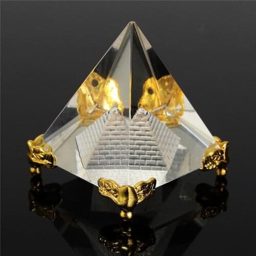 Fashion Mini Energy Healing Small Feng Shui Egypt Egyptian Crystal Clear Pyramid Ornament Home Decor Desktop bookshelf Ornament