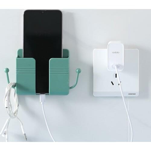 Punch Free Wall Mounted Organizer Storage Box Remote Control Mounted Phone Plug Wall Holder Charging Storage Shelf Wall Storage