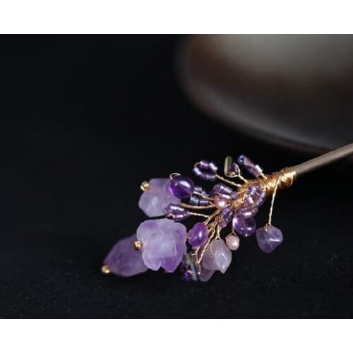 Natural Raw Quartz Hair Stick For Women Hair Bun Holder Wedding Headwear Pearl Bridal Hair Accessories Healing Wedding Jewelry