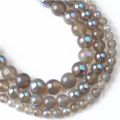 Natural Gray Agates Labradorite Sone Bead Diy Women Necklace Bracelet Loose Spacer Beads for Jewelry Making Diy Earring 6/8/10mm