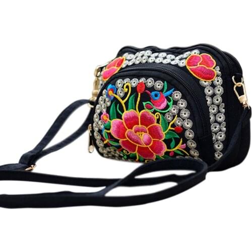 2017 New Women National Style Flower Embroidery Canvas Shoulder Bag Messenger Bag China Trend Best Sale-WT