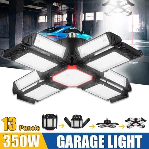 New 350W LED Garage Light 13 Pannel Foldable Industrial Lamp E27 Deformable Workshop Warehouse Ceiling Light 6500K 85-265V