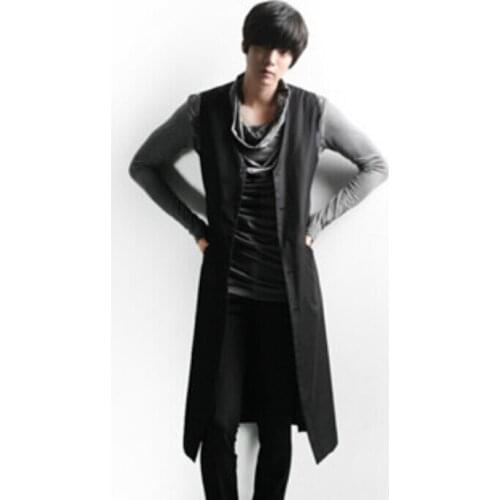 NEW ! Autumn fashion casual vest men long black cotton vest with size can be customized S-XXXL