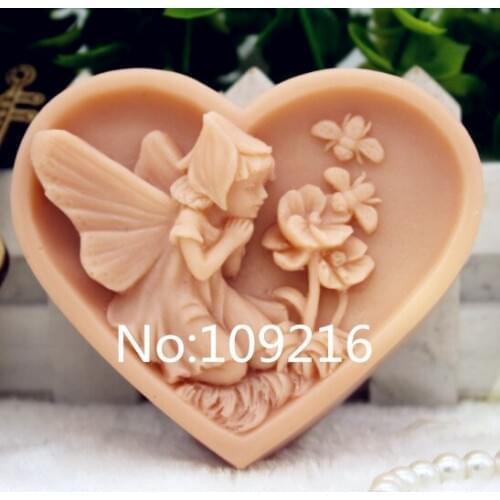 New Product!!1pcs Beautiful Girl with Small Flowers (zx189) Silicone Handmade Soap Mold Crafts DIY Mould