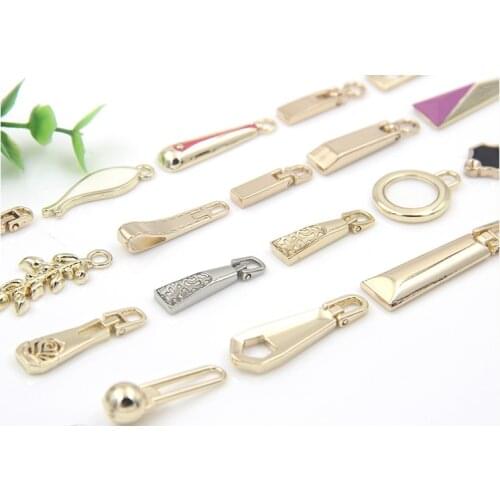 Clothing metal zipper small pull diy pull head alloy zipper head bag decoration large pull head gold