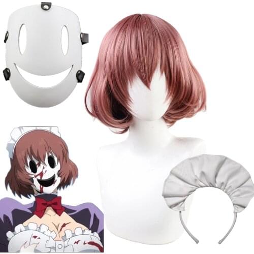 Maid-fuku Kamen Cosplay Wig Anime High-Rise Invasion Cosplay Wig Women Headwear Cosplay wig Mask headgear Props