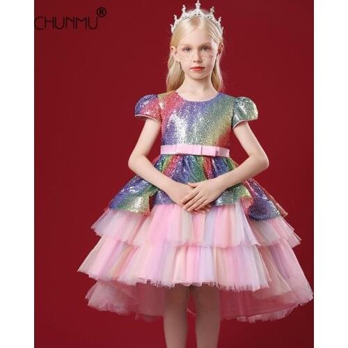 Flower Girl Dress for Girls Sequins Tutu Kids Clothing Elegent Princess Girls Dresses for Children Party Wedding Custumes