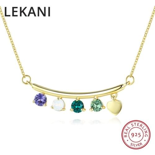 LEKANI Colorful Beads Pendant Necklaces Crystals From Swarovski For Women Party Gold Plated S925 Silver Fine Jewelry Tiny Gifts