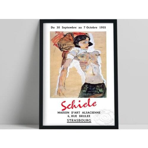 1955 French Exhibition Poster, Schiele Maison D'Art Alsacienne 6,Rue Brulee Strasbourg Art Print, Vintage Art Home Wall Decor
