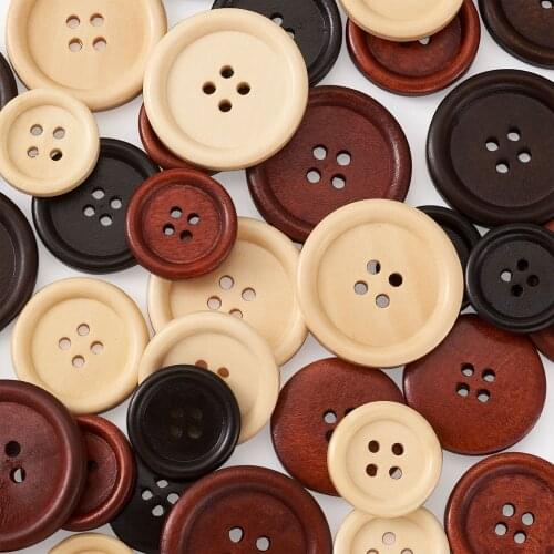 180pcs/box 4-Hole Wooden Buttons Flat Round for Handwork Sewing Scrapbook Clothing Sweaters Crafts Mixed Color Sizes
