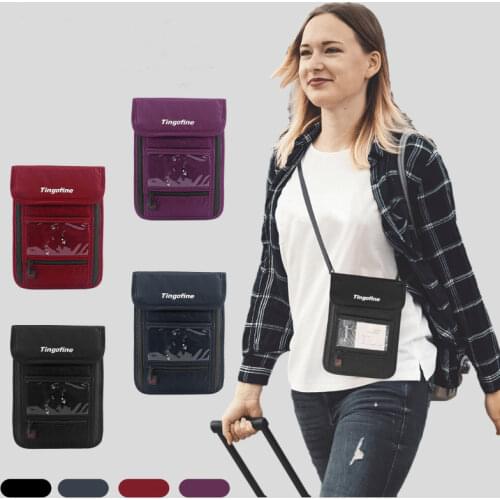 RFID Blocking Travel Neck Pouch ID Card Pouch Wallet Men Women Passport Cover Hanging Multifunction Card Money Anti-Theft Bag