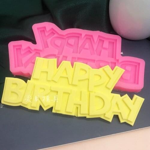 Happy birthday mold chocolate cake decoration baking fondant mold handicraft resin mold gypsum mold baking accessories