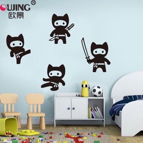 Removable Cartoon Character Ninja Shape Wall Stickers For Kids Rooms Art Mural Home Decor Self-adhesive DIY Wall Decals Poster