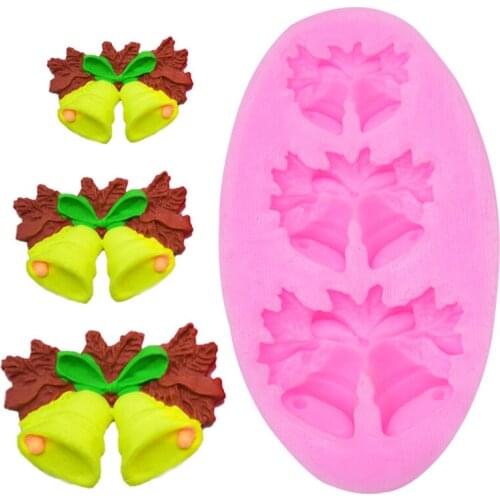 3 Hole Christmas Bells Chocolate Candy Cookie Cake Decorative Tools DIY Baking Fondant Silicone Molds Gumpaste