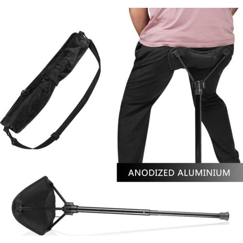 Folding Walking Stick Tripod Stool Adjustable Height Seat Stick Adjustable Seat Folding Stool Folding Stick Chair Tools Dropship