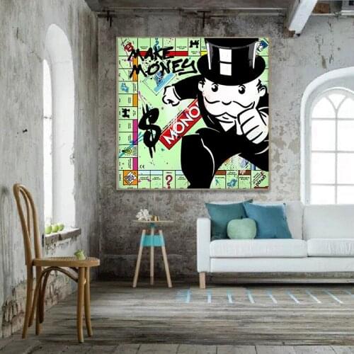 Modern Street Graffiti Art Monopoly Wall Art Canvas Painting Nordic Posters And Prints Wall Pictures For Living Room Decoration