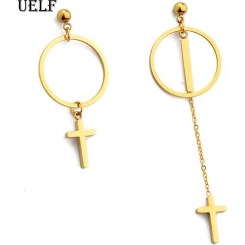 Uelf Gold Metal Tassel Earrings for Women Long Circle Pendant Earings Fashion Jewelry Statement Geometric Vorbellen Voor Vrouwen
