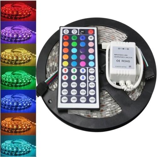 5M 5050 RGB SMD LED Waterproof Flexible Strip 300 LEDs + 44 Key IR Remote LED Lamp Lighting Tape Garden Living Room Backlight