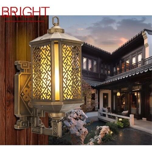BRIGHT Classical Outdoor Wall Lights Retro Bronze LED Sconces Lamp Waterproof IP65 Decorative For Home Porch Villa