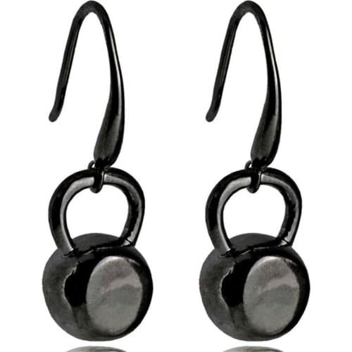 New Creative Stainless Steel Dumbbells Earrings For Women Personality Rose Gold Fittness Sport Dangle Earrings Female Jewelry