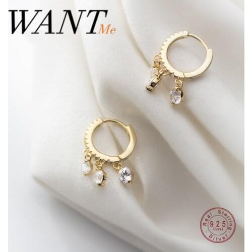 WANTME New Arrival Luxury Pave Round Zircon Tassel Stud Earrings for Women Real 925 Sterling Silver Bohemian Chic Jewelry Gift