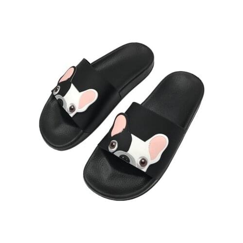 2019 Summer Cute Dog Cartoon Women Slippers Beach Shoes Women Flat Heels Flip Flops Barefoot Slippers Zapatillas Mujer