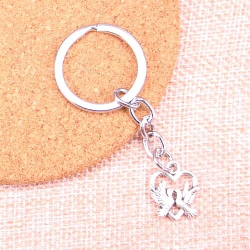 20pcs 18*15mm heart lover dove Pendants DIY Men Car Key Chain Ring Holder Keyring Souvenir Jewelry Gift
