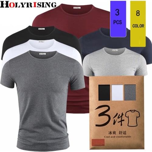 Holyrising Men T Shirt Men Short Sleeves 3-pack T shirt Men Solid Cotton Mens Tee Summer T Shirt Men Sous Vetement Homme 19174