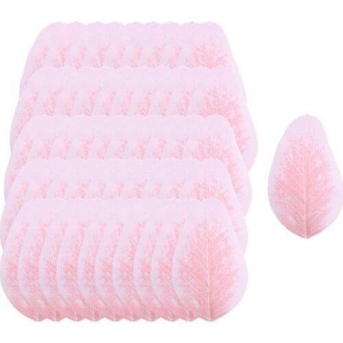 50x Fake Peach Leaves DIY Wreath Wedding Bride Corsage Flower Decor Supplies