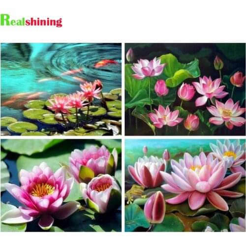 DIY lotus Flower Diamond Embroidery Full Display Diamond Painting Plant Mosaic Crystal Picture Of Rhinestones diamond art N1834