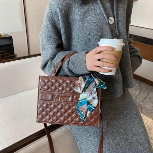 Brand Designer Womens Handbag Luxury Lattice PU Leather Crossbody Bag Fashion Bow Small Square Tote Elegant Ladies Shoulder Bag