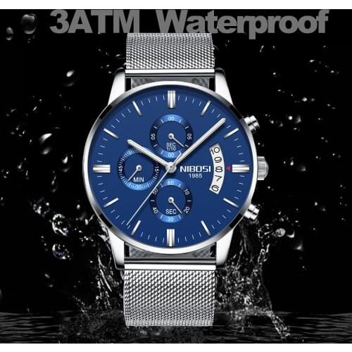 NIBOSI brand Casual Watch Men Steel Quartz Ultra Thin Clock Male Waterproof Sport Fashion Watches Bracelet Clock Relogio Masculi