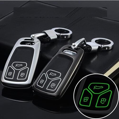 Zinc alloy+Luminous Car Remote Key Case Cover For Audi A4 Allroad B9 Q5 Q7 TT TTS 4M 8S 2016 2017 2018 Accessories