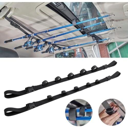 Car Fishing Rod Holder 86.6 Inches Length Adjustable Fishing Rod Holder Belt Strap Fishing Poles Rack for Car SUVs Vehicle