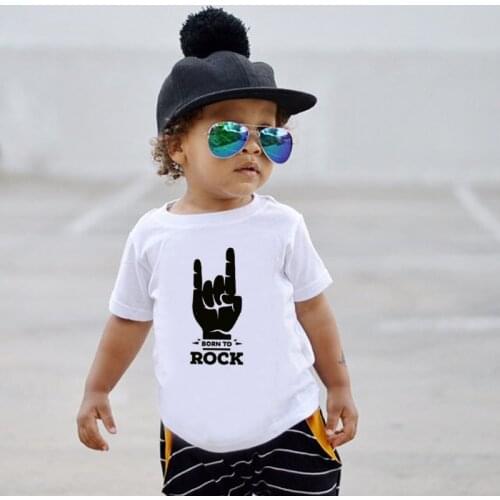 Born to Rock Kids T-Shirt Boys Girls Unisex Baby Clothes Cool Fashion Style Childrens Summer Short Sleeve Graphic T-Shirt Tops