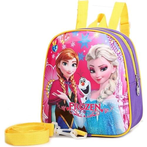 Disney princess Childrens backpack kindergarten anti-lost backpack Frozen Elsa baby handbag girl boy bag cartoon bag school
