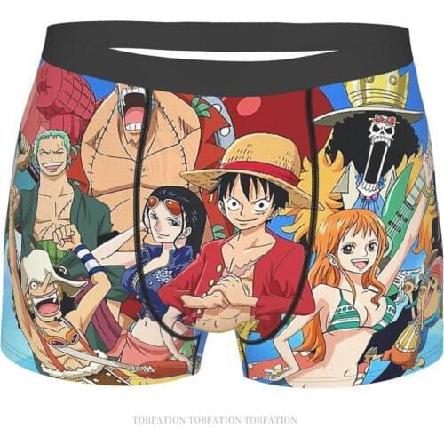 Crew One Piece Monkey D. Luffy Anime Underpants Breathbale Panties Mens Underwear Ventilate Shorts Boxer Briefs