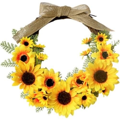 Garland Handmade Sunflower Simulation Leaf And Flower For Indoors Outdoors Home Wedding Living Room Bedroom Door Decor Wreath