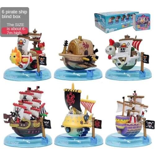 Classic Anime Q Version Pirate Ship Decoration Color Box Model Toy Action Figure Doll Decoration 6piece Gift for Children Unisex