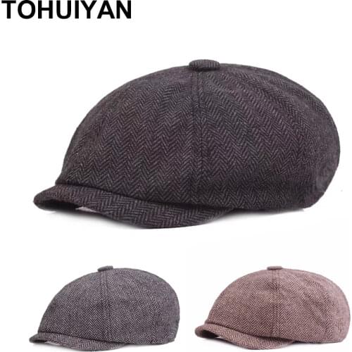 Classic Mens Octagonal Hats Casual Cotton Newsboy Caps Autumn Winter Warm Man Hat Fashion Detective Hats Gatsby Cap for Women