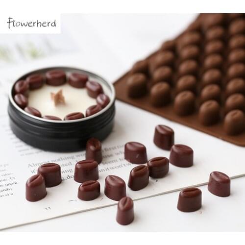 Kitchen 55-hole Food Grade Fondant Mold Chocolate Mold DIY Aromatherapy Candle Mold Coffee Bean Silicone Mold Ice Mold