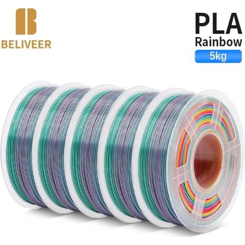 3D Filament PLA Rainbow 3D Printer Plastic 1.75MM 5 Rolls / Set Refills Bendable Non-toxic Fastship Printer Handles DIY Gift